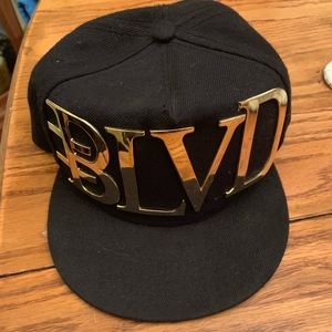 Blvd supply co. Gold logo SnapBack hat black